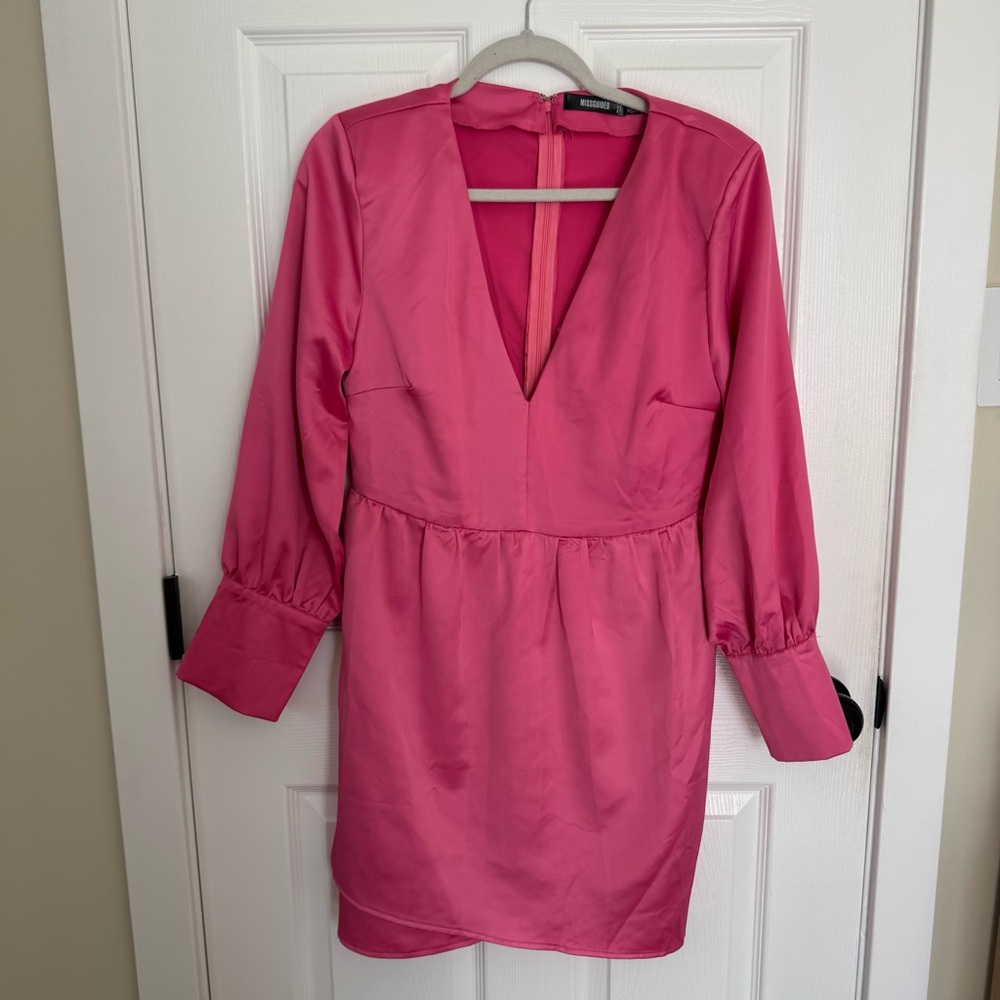 Missguided Fuchsia Link Long Sleeve Mini Dress